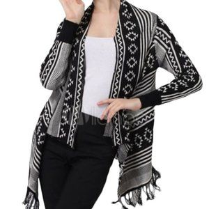 Maddison Boho Tribal Drape Cardigan with Fringe